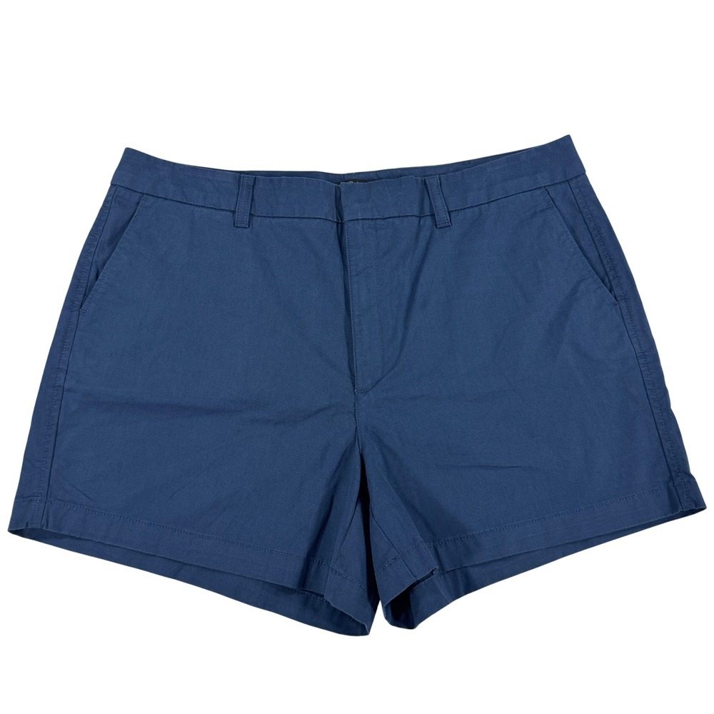 Quince Organic Cotton Stretch Chino Shorts Women's Size 16 Blue Luxury Business